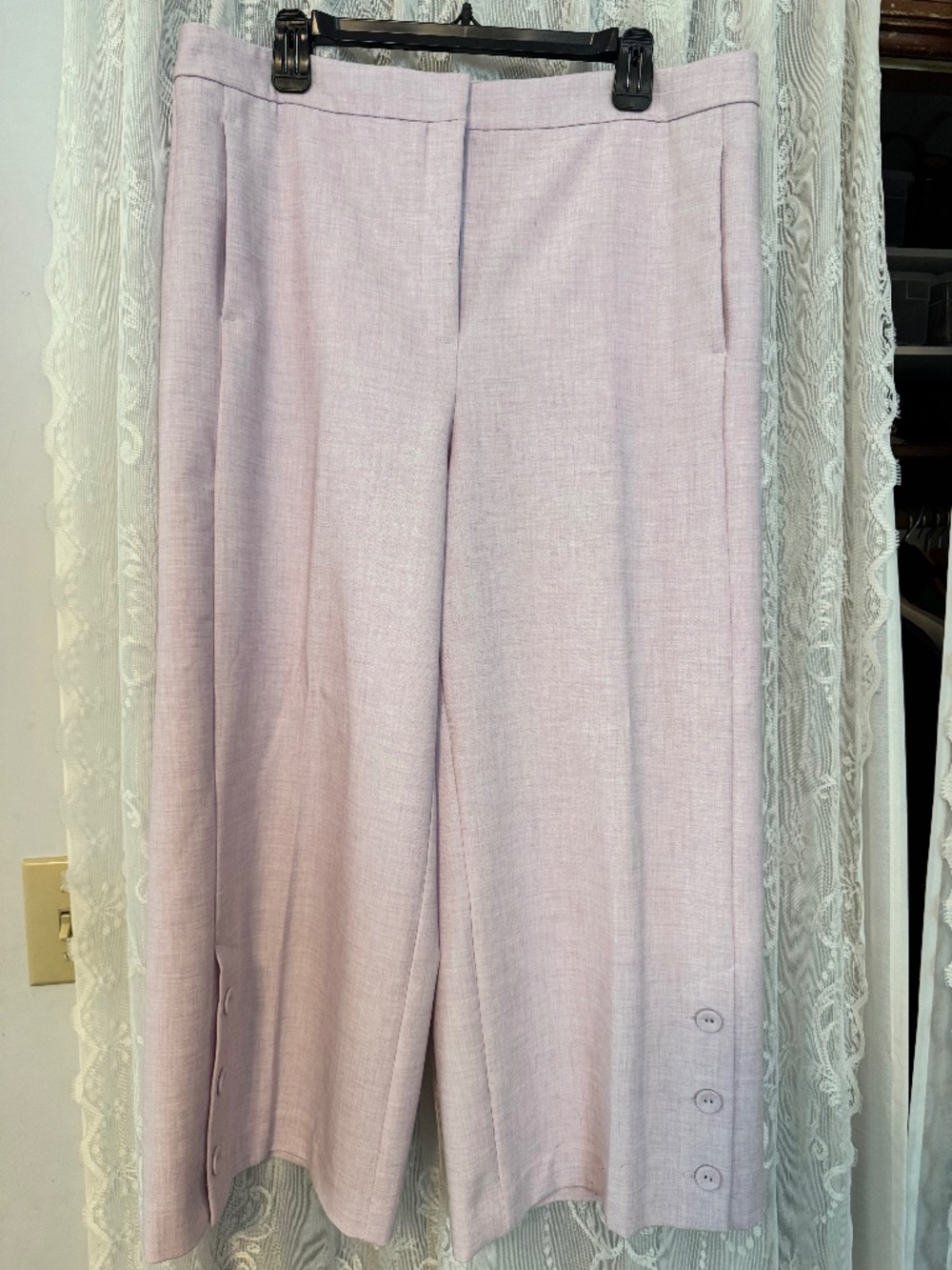 Ann Taylor High Waisted Crop Pink Linen Pant, 14